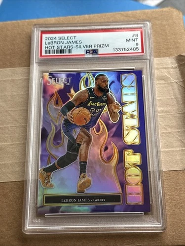 2024-25 Select LeBron James Hot Stars Silver Prizm Card #8 Lakers PSA 9 🔥
