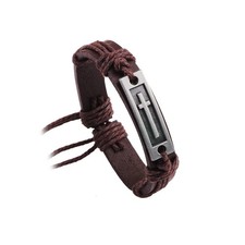 Men's Cross Leather Bracelet Religious Christian Gift Baptism Jewelry