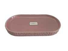 New Morris Co Ceramic Vanity Bathroom Tray 12 x 6 Inches Pink