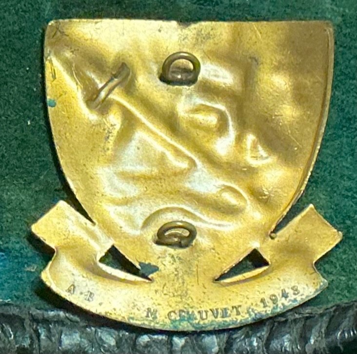 Post WWII French Marine Commando Green Beret & Badge M Chauvet Dated ...