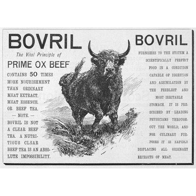 BOVRIL Bullock Motiv viktorianische Werbung 1894