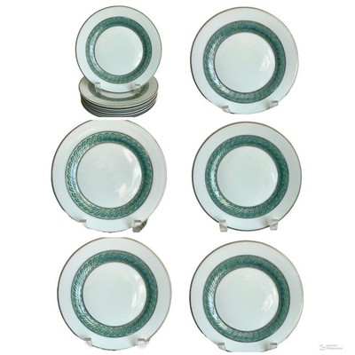6 RARE CHRISTOFLE PARIS LE TORSADE BLEU BLEUE SALAD PLATE 7.5  dessert