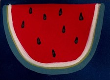 ACEO Original Acrylic Watermelon Fruit Mini Art by Bri Sander 3.5” x 2.5