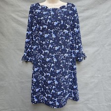 TALBOTS $139 Floral Crepe Lined Scalloped Tie Sleeve Shift Dress Size 6