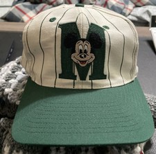 Vintage Mickey Mouse Disney SnapBack Hat Pinstripe Green