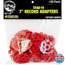  100 Red Flat 45 RPM Record Adapters - Snap-in for 7" Records