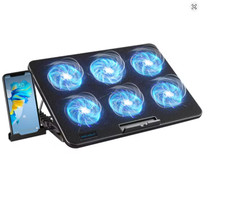 Coolcold Laptop Cooling Pad 6 Fans for 15.6-17.3" Cooler with Phone Holder