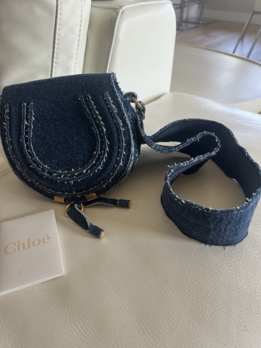 AUTH NWT Chloé Small Denim Saddle Crossbody Shoulder Bag