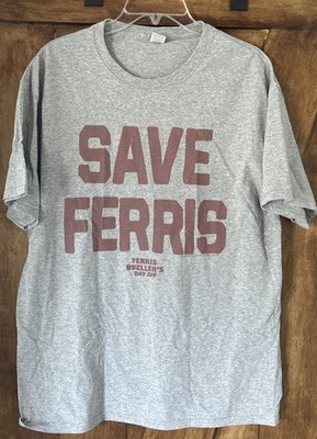 Ferris Bueller's Day Off SAVE FERRIS Heather Gray Movie T-Shirt Men's LARGE
