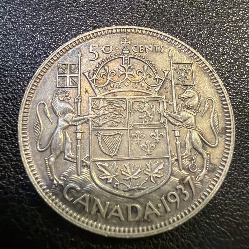 1937 Canada 50 Cents Silver Coin #Gu409