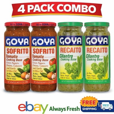 Goya Recaito & Goya Sofrito Cooking Base 4 - 12 Oz Jars (2 of Each)