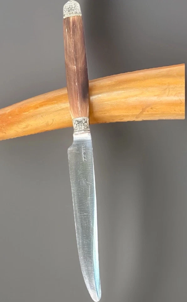 VTG 12 Chatellerault Sterling Silver Cuff/Crown/Horn Handle Knives INOX Blade - Image 3 of 4