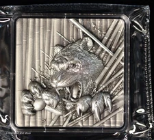 2024 South Korea Furious Beasts Tiger 2oz Silver Antiqued Stacker