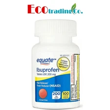 Equate Ibuprofen Tablets, 200 mg, Pain Reliever and Fever Reducer, (100 ct)