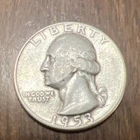 1953-S25c Washington Quarter Actual Coin , Clear Date &  Rim . Silver @ $104
