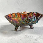VINTAGE MCM 1950's Imperial Carnival Glass Three Footed Pedestal Bowl