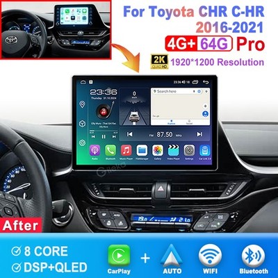 12.5'' 2K Screen For Toyota CHR C-HR 2016-2021 Radio Apple CarPlay Android 14 BT