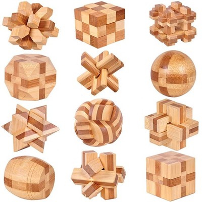3D Holz-Puzzle Denkspiel für Kinder Erwachsene 12 Stück