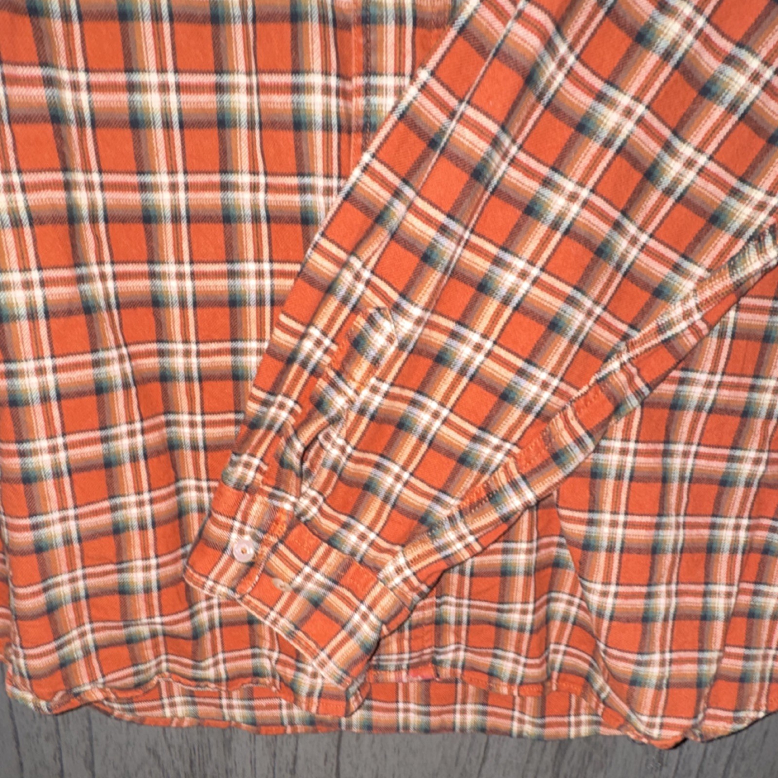 Pendleton Orange Plaid Wool Flannel Button-Up Shi… - image 2