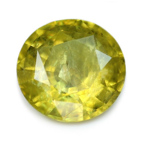 Zertifizierter 1,04ct natürlicher unbeheizter grünlichgelber Saphir SI Reinheit 6mm rund  - Bild 1 von 4