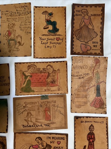 21 Leather Postcards Loving Heartfelt Sentiments Hearts & Flowers Men & Women - Picture 8 of 15