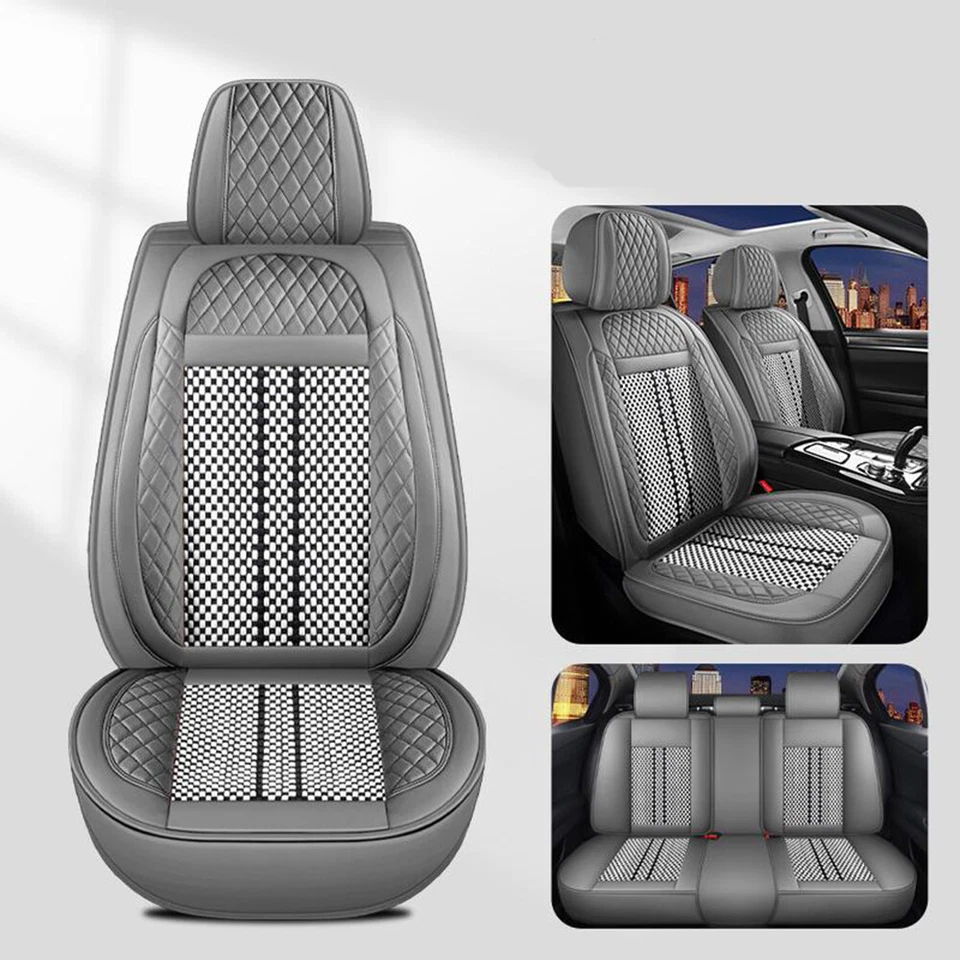 For Dodge Ram 1500 2500 3500 2009-2023 Ice Silk & Napa Leather Car 5 Seat Covers Foto 3 de 4