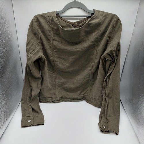 Gap Linen Blend SC Moto Jacket Size Medium Olive Green Tate 2014 - Picture 2 of 7