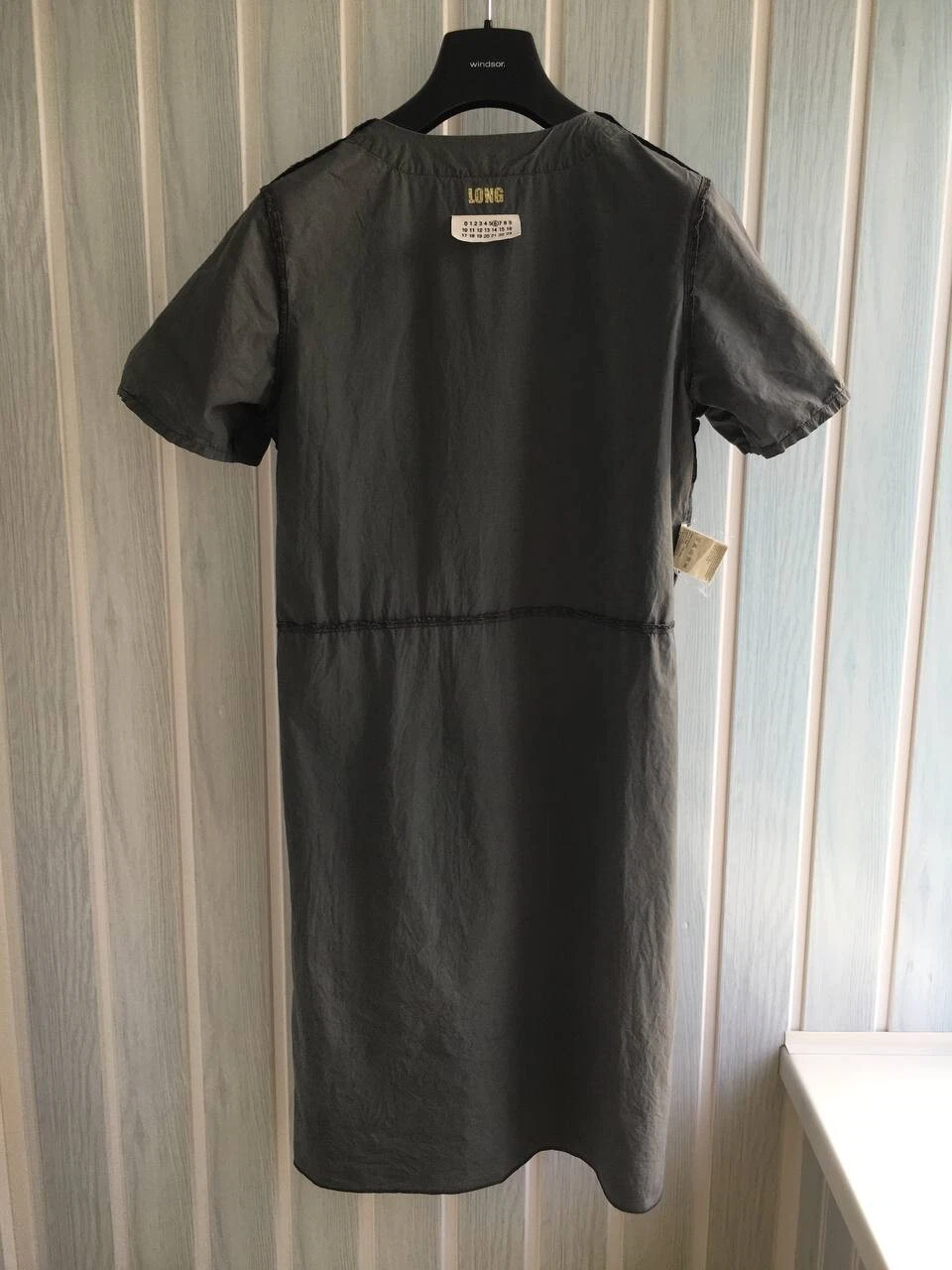 MAISON MARGIELA Abito MAISON MARTIN MARGIELA LUNGO cotone grafite manica corta collo a V taglia 46