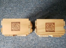 Set of 2 Napa Valley Box Company 12 Cassette Tape Storage Wood Rack Case Crate