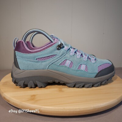 Bearpaw Ridgewood Low Trail Suede Shoes Grey Pink Reef Womens Size 7 02339-37 