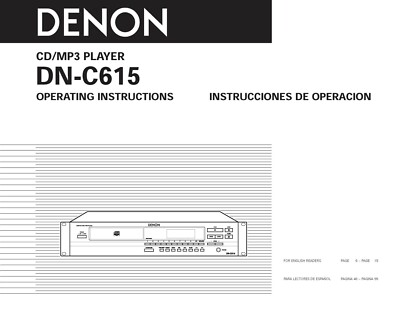 Bedienungsanleitung-Operating Instructions für Denon DN-C615 