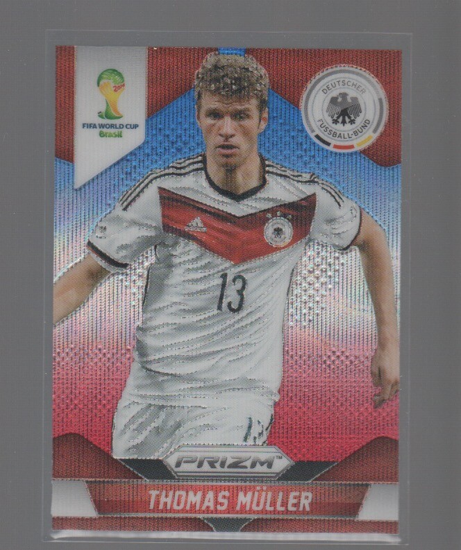 THOMAS MULLER 2014 PANINI PRIZM WORLD CUP BLUE RED WAVE PRIZMS CARD #93