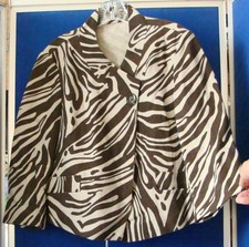 EUC Trendy LINEN Jacket BLAZER 1 Button  Sleeves BROWN  BEIGE Sz P UnLined