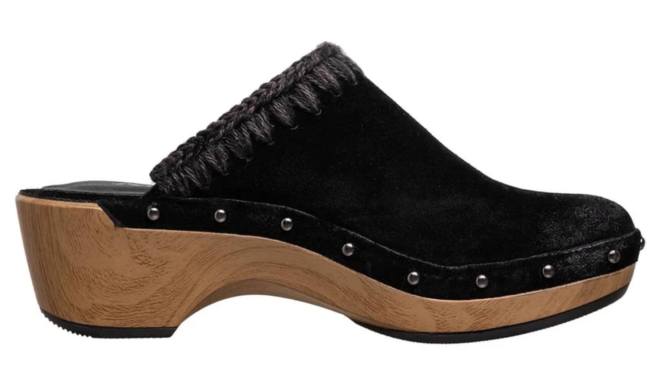 NIB/NEW Antelope Hedy Black Suede Clogs Shoes Size 6/37 Sundance retail $198 - Image 4 of 4