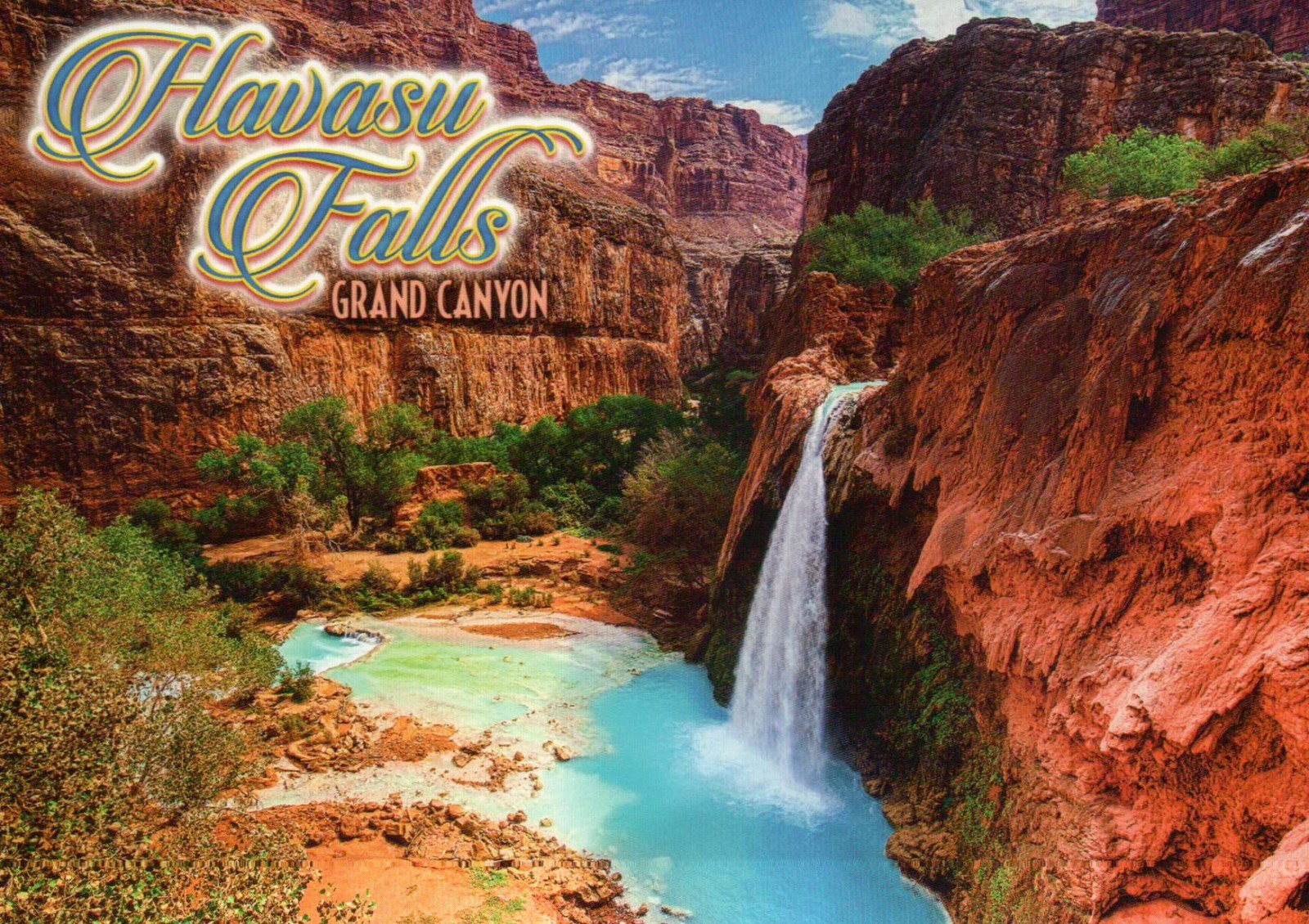 Havasu Falls, Grand Canyon National Park Arizona Blue Green Waterfall - Postcard