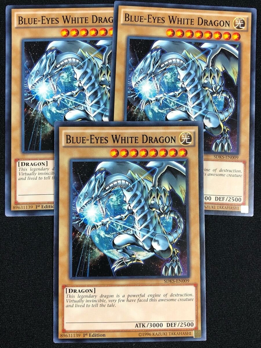 YUGIOH BLUE EYES WHITE DRAGON SDKS-EN009 1ST COMMON X3 (NM YUGIOH BLUE EYES WHITE DRAGON SDKS-EN009 1ST COMMON X3 (NM
