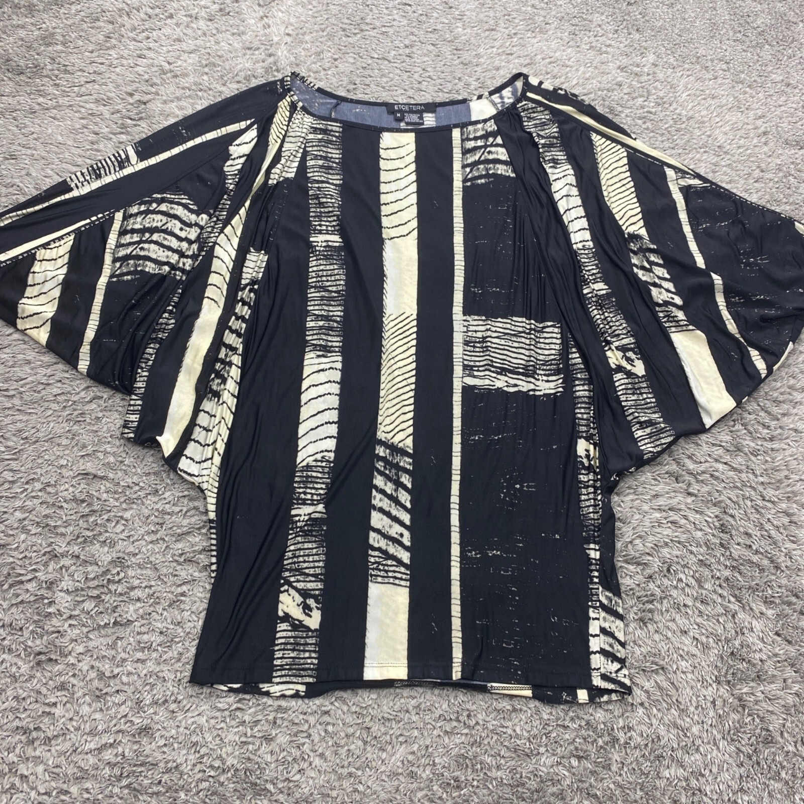 Etcetera Top Women Medium Black Patchwork Artsy B… - image 1