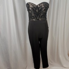 Lipsy Womens Jumpsuit Size UK 12 Strapless Lace Sweatheart Neckline Straight Leg