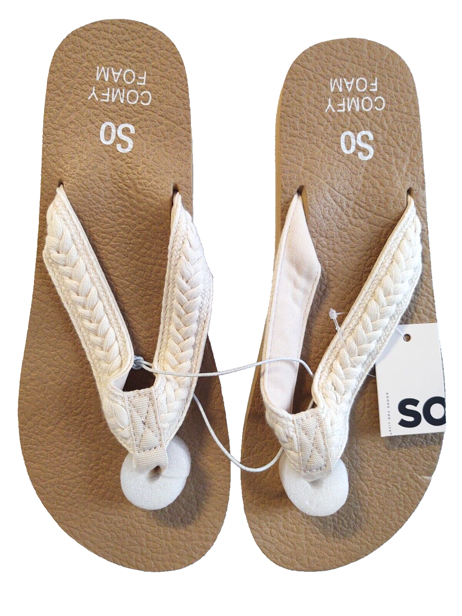 SO Bloomfield Women's Flip Flop Sandals Cream Woven Size 11 | eBay