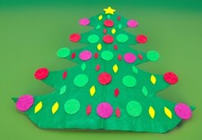 Felt Hanging Kids Christmas Tree w 29 2 1/4  Bulbs, 23 3.25  Balls, 1 4  Star
