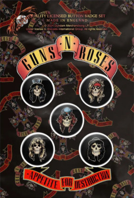 GUNS N' ROSES BUTTONSET BADGES SET ANSTECKERSET # 4 SKULLS APPETITE FOR PINS