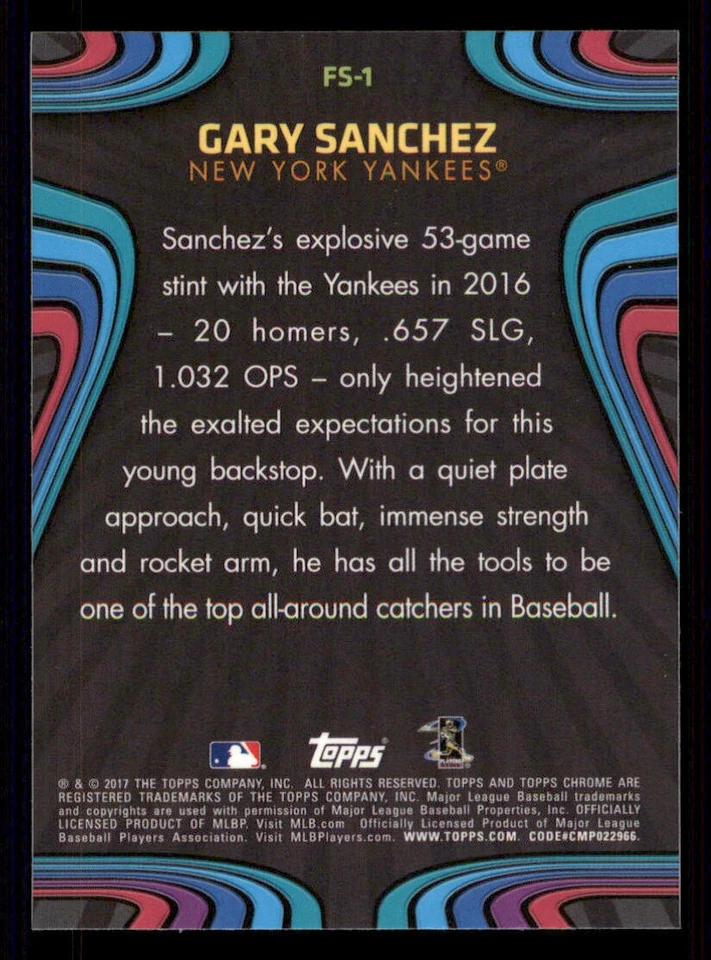 2017 Topps Chrome Future Stars #FS1 Gary Sanchez - Image 2 of 2