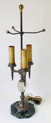 Pairpoint E 3001 silverplate controlled bubble onyx base 25 1/2" tall table lamp