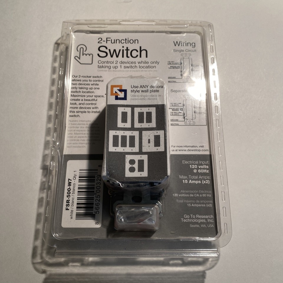 NEW 2-Function Rocker Combination Switch (120-Volt, 15 AMP(X2))(B2) zac ...