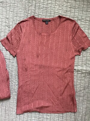 Brooks Brothers  Knit Shiny Cable Lot Of 3 (Twin Set and 1 Long Sleeve Top)!