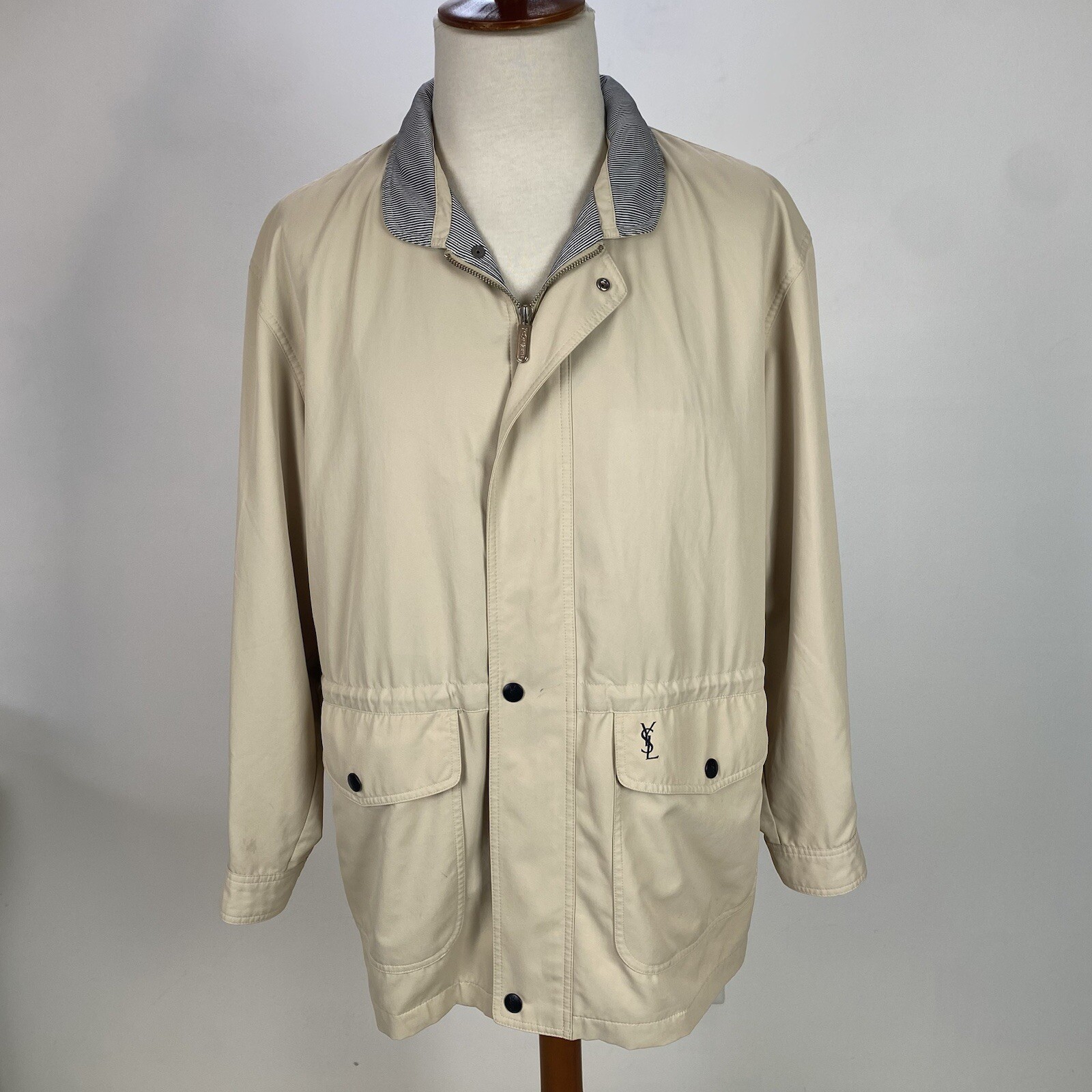 Giacca a vento leggera vintage anni 90 Yves Saint Laurent YSL Pour Homme uomo XL beige