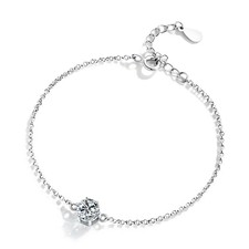 1ct Ankle Bracelet 18K White Gold Diamond Test Pass Lab-Created VVS1/D/Excellent