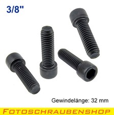 4 X Fotoschrauben, 3/8&ldquo;, Zylinderkopf, 32mm, (Kameraschraube, Stativgewinde)