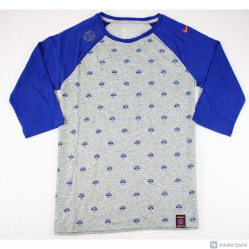 NEW New York Knicks Nike Women's Small Logo Allover Performance 3/4 T-shirt GRAY - Picture 1 of 8