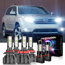 For Toyota Highlander 2011-2013 Combo LED Headlight Hi/Lo Beam + Fog Light bulbs